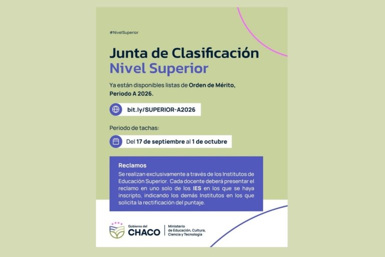 EDUCACIÓN SUPERIOR: YA ESTÁN DISPONIBLES LAS LISTAS DE ORDEN DE MÉRITOS DEL PERÍODO “A” 2026